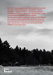 Text über eine Märchengesamtausgabe mit fünf Teilen. Im Hintergrund sind Bäume und ein bewölkter Himmel.