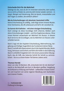 Text über innere Klarheit und Wahrheitsfindung. Buchinhalt in drei Bänden beschrieben. Autor: Thomas Herold. Logo unten links.