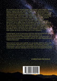 Text über eine Geschichte, Verwaltung, Moshe Chazan, Widerstand im System. Unten ein Barcode, "CHRISTIAN PETZOLD". Hintergrund: Sternenhimmel.