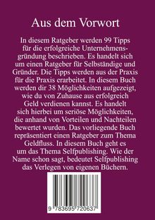 Ein violettes Buchcover mit dem Titel "Aus dem Vorwort". Enthält Informationen über Tipps zur Unternehmensgründung und Selfpublishing. Unten ein Barcode.
