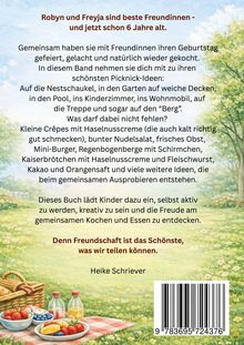 Oben steht: "Robyn und Freyja sind beste Freundinnen - und jetzt schon 6 Jahre alt." Unten ein Picknick im Grünen.