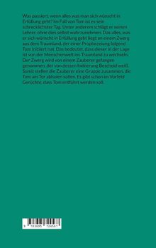 Text auf grünem Hintergrund: Eine Geschichte über Tom, der feststellen muss, dass seine Wünsche schreckliche Folgen haben können.