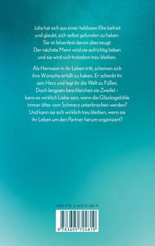 Text über Julia, die sich aus einer lieblosen Ehe befreit hat. Sie zweifelt an wahrer Liebe mit Hermann. Unten ISBN-Nummer.