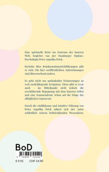 Der Text beschreibt eine spirituelle Reise, geleitet von Petra Angelika Peick. Farbenfrohes Kreisdesign auf hellem Hintergrund.