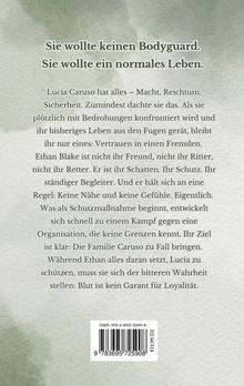 "Sie wollte keinen Bodyguard. Sie wollte ein normales Leben." Beschreibung über Lucia Caruso und Ethan Blake. ISBN ist sichtbar.