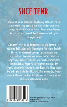 Titel: SCHEITERN. Text über das Versagen im Leben. Geschichten zu Zweifeln, Verlust und Mut. Blauer Hintergrund.