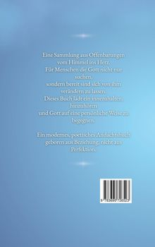Eine Sammlung aus Offenbarungen, ein Andachtsbuch. Ruhiger blauer Hintergrund, unten rechts ein Barcode.