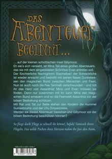 „Das Abenteuer beginnt...“ Text in fantasievoller Schrift; Hintergrund: mystische Waldszene mit Vollmond und Ästen.