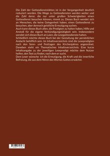 Text über Rückgang von Gotteshäusern, Angebot für geistliche Ermutigung und Lesepredigten. Roter Hintergrund.