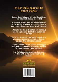 "In der Stille beginnt die wahre Stärke." Text über innere Reise und Heilung. Darunter ein Logo mit der Aufschrift "ZERIMAT".