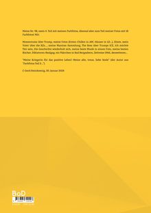 Gelber Hintergrund mit Text über Farbfotos, Zitate, Musik, Bücher. "Meine Kriegerin für das positive Leben!" C Gerd Steinkoenig.