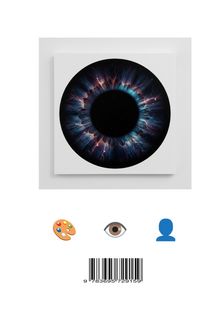 9783695729159; Illustrationssymbol, Augensymbol, blaues Personensymbol unter einem Gemälde einer bunten Iris.