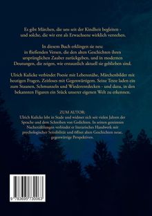 Text in gelber Schrift über einem dunklen Waldhintergrund. Enthält Informationen über Märchen, Poesie und den Autor.