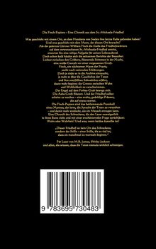 Text über "Die Finch-Papiere – Eine Chronik aus dem St.-Michaels-Friedhof" und rätselhafte Geschehnisse. Darunter ein Barcode.