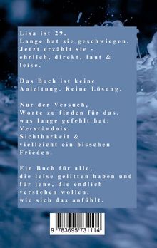 Ein Text auf blauem Hintergrund beschreibt ein Buch, das Verständnis und Frieden bringen soll, für Menschen, die gelitten haben. Darunter ein Barcode.