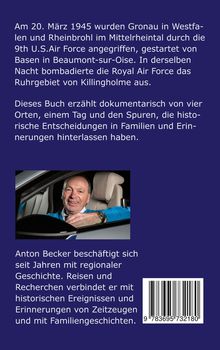 Text erzählt von Angriffen 1945 und historischen Entscheidungen. Bild: Mann in einem Auto, trägt blaues Sakko, schaut glücklich.