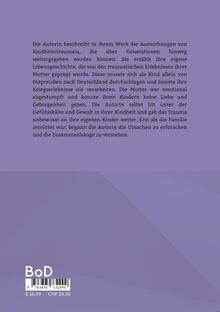 Ein lila Hintergrund mit Text über Kindheitstraumata. Ein Barcode unten, daneben "BoD", Preisangaben in Euro und CHF.