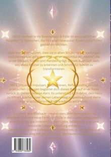 Ein spiritueller Ratgeber, um Bewusstsein und Fülle zu erlangen. Sterne, Licht und Farben symbolisieren Transformation.