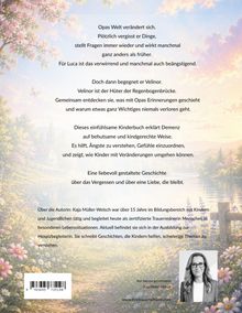 Opas Welt verändert sich. Einfühlsames Kinderbuch über Demenz. Cover zeigt blühende Bäume, einen Weg und eine Brücke.