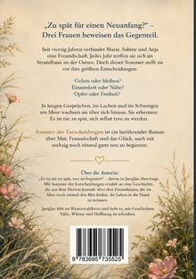 Text: „Zu spät für einen Neuanfang?“ – Drei Frauen beweisen das Gegenteil. Bild: Blumen und Gräser am Rand.