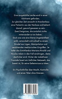Text auf wolkigem Hintergrund beschreibt einen Psychothriller über Macht, Kontrolle und ein tödliches Netzwerk.