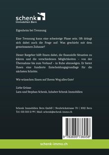 Logo von schenk Immobilien Bern. Es geht um Hilfestellung bei Immobilienfragen nach Trennungen. Kontaktinformationen enthalten.
