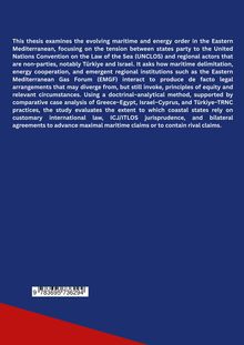 Text diskutiert maritime Spannungen im östlichen Mittelmeer und völkerrechtliche Aspekte. Hintergrund dunkelblau mit roter Ecke.