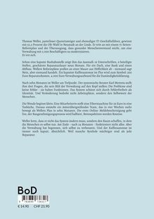 Text erklärt die Reformbemühungen von Thomas Weller, um die Verwaltung zu modernisieren, und beschreibt Schwierigkeiten und Erfolge. Darunter Barcode, Preisangabe. Hintergrund hellblau.