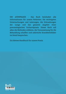 Text über Atempraxen, Methoden und Behandlungen. Ein kleines Handbuch für die Praxis. Hintergrund in Blau.