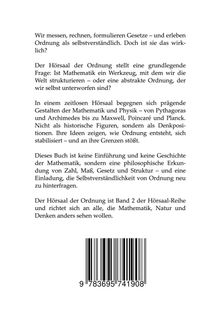 Texte: Beschreibung eines Buches, das philosophische Fragen zur Mathematik behandelt. Anzeige von ISBN und Barcode unten.