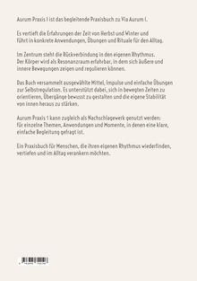 "Aurum Praxis I" ist das begleitende Praxisbuch zu "Via Aurum I", mit Anwendungen, Übungen und Ritualen zur Selbstregulation.