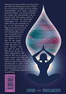 Text über mystische Ereignisse und eine spirituelle Reise. Silhouette einer meditierenden Person vor einem tropfenförmigen Muster.