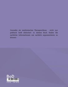 Cannabis als medizinisches Therapeutikum - sachliche Informationen. 
Lila Hintergrund mit BoD-Logo und Preisangaben.