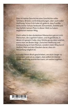 Ein Text erzählt von Schmerz, Enttäuschung und Hoffnung. Hintergrund in erdigen Farben mit abstrahierten Sterneneffekten.