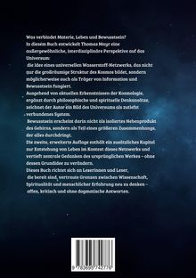 Text über die interdisziplinäre Perspektive auf das Universum, Wissenschaft, Kosmologie, Bewusstsein. Hintergrund neblig, sternenartig.
