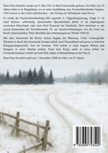 Text über Hans Peter Koehler, geboren 1921, gestorben 2008. Hintergrund zeigt verschneite Landschaft mit Bäumen.