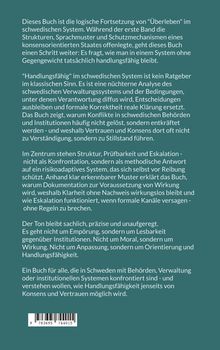 Text über ein Buch im schwedischen System, Handlungsspielraum und Konflikte in Verwaltungen. ISBN unten. Hintergrund: Türkis.