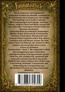 "Faunatastisch" in dekorativer Schrift. Text beschreibt die gefährliche Reise des Europäischen Aals im Atlantik. Empfohlen ab 12.