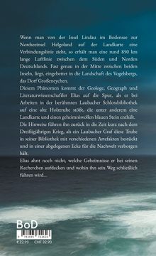 Ein Text beschreibt ein geographisches Phänomen und eine spannende Entdeckung um den Protagonisten Elias auf blauem Hintergrund.