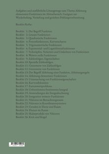 Text: Aufgaben und Lösungswege zu Ableitungen. Booklet-Reihe von 1 bis 26, Themen sind mathematische Funktionen und Geometrie. Hintergrund: Grün.