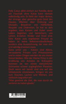Roter Text auf schwarzem Hintergrund über die Bedeutung von Katzen in der Familie und ihre geheimnisvolle, bereichernde Natur.