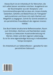 Ein hellblauer Hintergrund mit schwarzem Text beschreibt ein Arbeitsbuch zur Selbstreflexion anhand der Busmetapher.