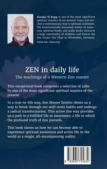 Titel: "ZEN in daily life". Einleitung über Zen-Meister Zensho und transformative Lebensweise. Foto links oben.
