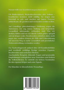 Warum trifft eine Krankheit mich? Krankheiten sind Botschaften, sagen Autorinnen. Über 120 Krankheitsbilder im Werk. Grüner Hintergrund.
