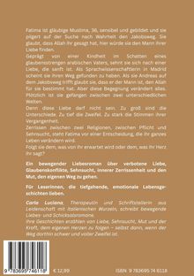 Die Texte beschreiben die Geschichte von Fatima, einer gläubigen Muslima, 36, die auf dem Jakobsweg nach Liebe sucht. Ein bewegender Liebesroman.
