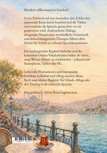 Texte über eine Sprachreise in Istanbul und das Erlernen der türkischen Sprache. Hintergrund ist ein gemalter Ausblick auf Istanbul mit Tee.