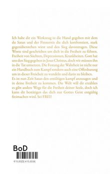Ein Text beschreibt spirituelle Freiheit durch Jesus. Unten stehen "BoD", ein Barcode, und Preise: €15,00[D] | €15,50[A].