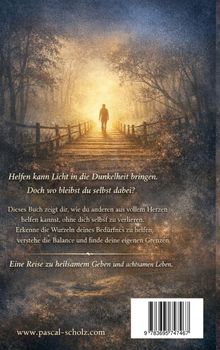 Texte: Balance, Grenzen, achtsamen Leben. Illustration eines Weges durch einen Wald, mit Licht im Hintergrund.