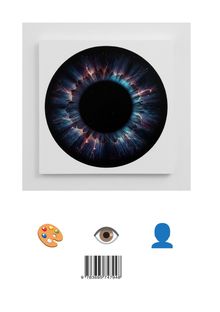 Barcode: 9783695747948. Darstellung einer Iris als Illustration mit Farbverlauf in Blau- und Violetttönen. Emojis: Malpalette, Auge, Person.
