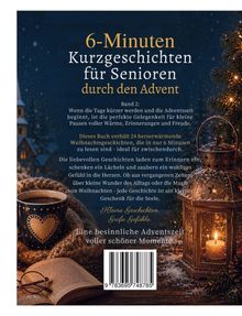 „6-Minuten Kurzgeschichten für Senioren durch den Advent“ in gelber und weißer Schrift. Eine Tasse und Laterne.